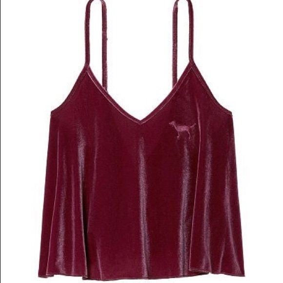 PINK Victoria's Secret Tops - PINK Victoria Secret Velvet Cropped Flowy Tank M